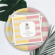 25. Geburtstag Palm Beach Pastell-Streifen Tropisc