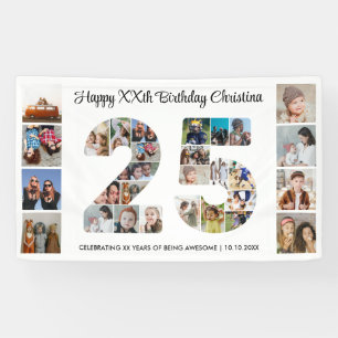 25. Geburtstag Party Nummer 25 FotoCollage Banner