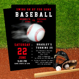 25. Geburtstag Party-Spiel-Tag im Baseball Einladung