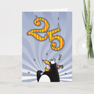 25. Geburtstag - Pinguin-Überraschungs-Karte Karte