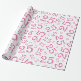 25. Geburtstag Pink/Weiß Random Zahlenmuster 25 Geschenkpapier