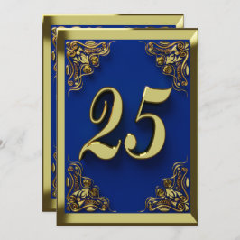 25. Geburtstag Regal Gold Blue Gruß oder Einladung