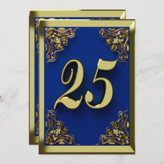 25. Geburtstag Regal Gold Blue Gruß oder Einladung