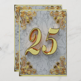 25. Geburtstag Regal Gold Marmor Gruß oder Einladung