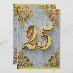 25. Geburtstag Regal Gold Marmor Gruß oder Einladung