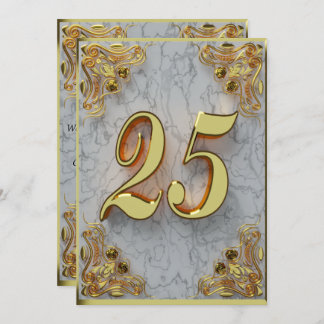 25. Geburtstag Regal Gold Marmor Gruß oder Einladung