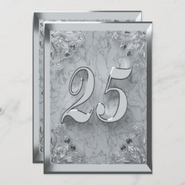 25. Geburtstag Regal Silver Marble Gruß oder Einladung