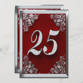 25. Geburtstag Regal Silver Red Greeting oder Einladung