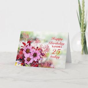 25. Geburtstag Rosa Blume zum Hinzufügen einer Nam Karte