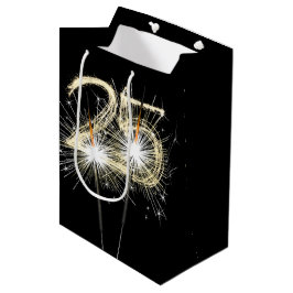 25. Geburtstag Sparklers auf schwarz Mittlere Geschenktüte