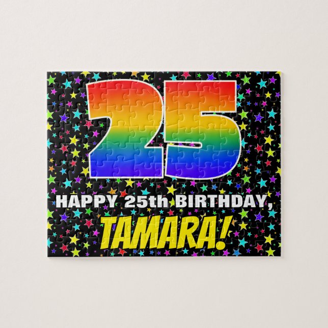 25. Geburtstag — Spaß, farbenfrohe Sternenweltenmu Puzzle (Horizontal)