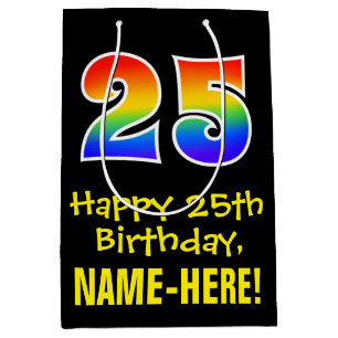 25. Geburtstag: Spaß, kühl, farbig, Regenbogen "25 Mittlere Geschenktüte
