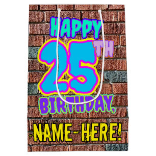 25. Geburtstag: Spaßiger, urbaner Graffiti-inspiri Mittlere Geschenktüte