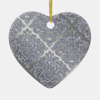 25. Geburtstag Weihnachtssparkle Silver Damask Keramik Ornament