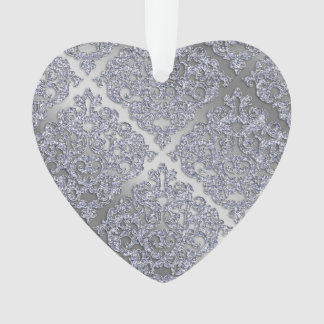 25. Geburtstag Weihnachtssparkle Silver Damask Ornament