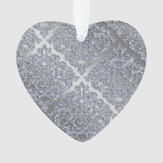 25. Geburtstag Weihnachtssparkle Silver Damask Ornament (Vorderseite)
