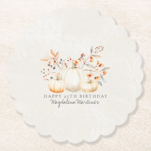 25. Geburtstag White Pumpkin Herbstlaubs Custom Untersetzer