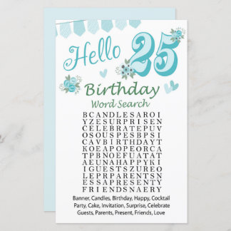 25. Geburtstag Word Search Game