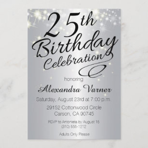 25. Geburtstags-Einladungen - silbernes funkelnd Einladung