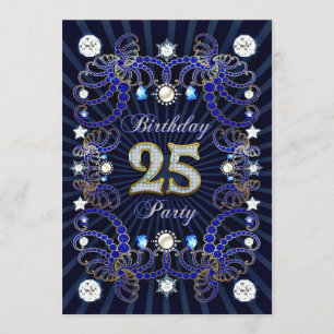 25. Geburtstags-Party laden mit Massen der Juwelen Einladung