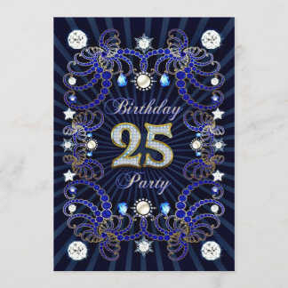 25. Geburtstags-Party laden mit Massen der Juwelen Einladung