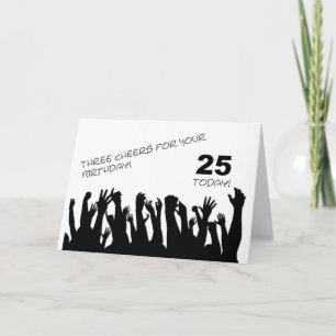 25. Geburtstagskarte mit jubelnden Menschenmassen. Karte
