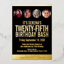 25. Geburtstagskreise mit Foto in Schwarz und Gold