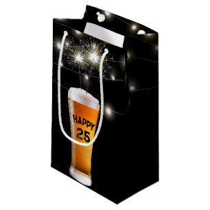 25. Geburtstagsparkler in Bier Kleine Geschenktüte