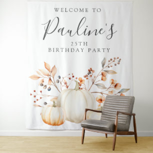 25. Geburtstagsparty Fall Pumpkin Blätter Wandteppich