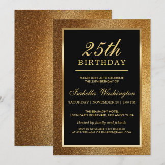 25. Geburtstagsparty | Trendy Glam Gold Glitzer Einladung