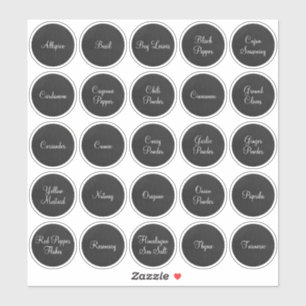 25 Gewürze aus schwarzem und weißem Kreis Aufkleber