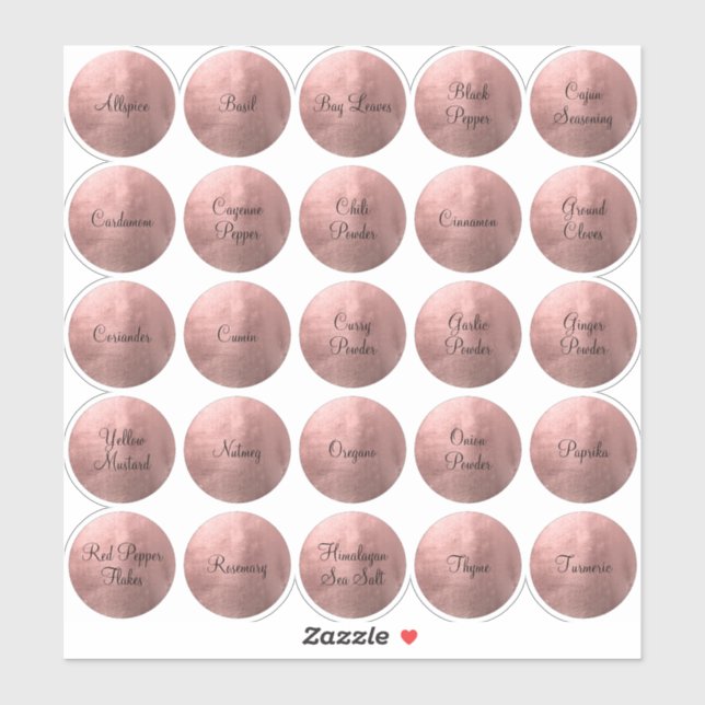 25 Gold Circle Spice in Schwarz und Rose Aufkleber (Blatt)