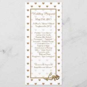 25 Gold Liebe Hearts Wedding Programs Programm