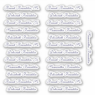 25 Guest Names Elegant Navy English P Calligraphy Aufkleber