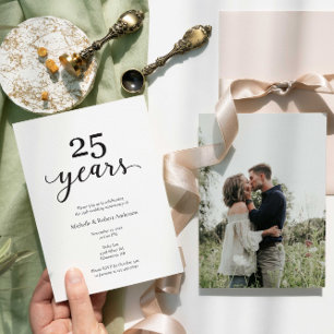 25. Hochzeit Jubiläum Elegantes Foto Minimalistisc Einladung
