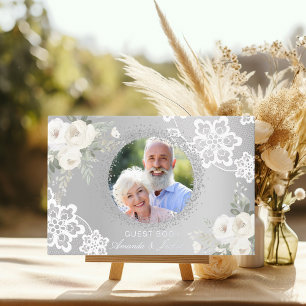 25. Hochzeit Jubiläum silberne Foto Spitze Blumens Gästebuch