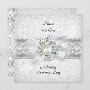 25. Hochzeit Silver Jubiläum Party Lace Pearl Einladung