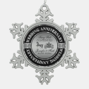 25. Hochzeit zum Jahrestag der Hochzeit Schneeflocken Zinn-Ornament