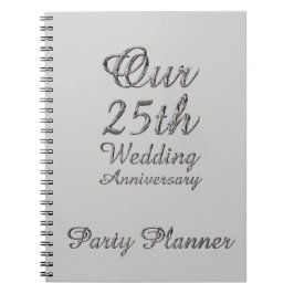 25. Hochzeits-Jahrestags-Party-Planer-silbernes Notizblock