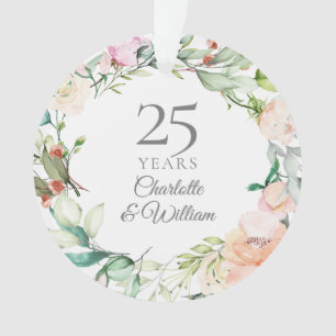 25. Hochzeitsjubiläum Aquarell-Rosen Floral Ornament