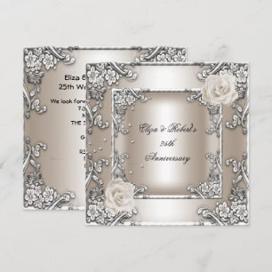 25. Hochzeitsjubiläum Cream Rose Silber Hochzeit Einladung