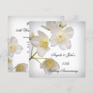25. Hochzeitsjubiläum Elegantes Floral Weiß Einladung