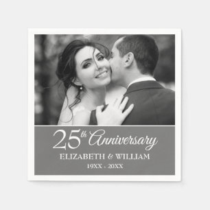25. Hochzeitsjubiläum Foto Elegantes Silber Serviette