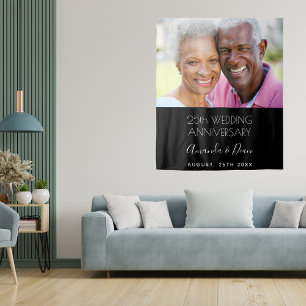25. Hochzeitsjubiläum Foto modern elegant Wandteppich
