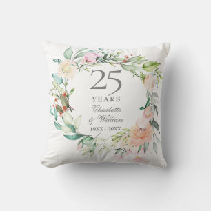 25. Hochzeitsjubiläum Foto Rosen Girlande Kissen