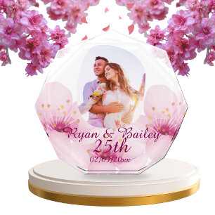 25. Hochzeitsjubiläum Kirschblüten-Design Fotoblock