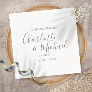 25. Hochzeitsjubiläum Silber Einfache Unterschrift Serviette