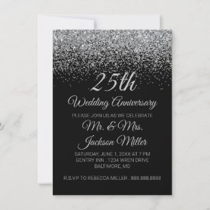 25. Hochzeitsjubiläum Silber Glitter Einladung