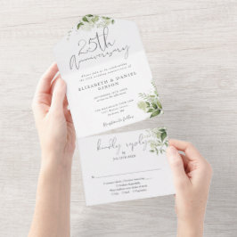 25. Hochzeitsjubiläum Silber Schrift Floral All In One Einladung