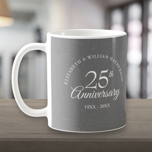 25. Hochzeitsjubiläum Silber Stardust Kaffeetasse (25th Wedding Anniversary Silver Stardust)